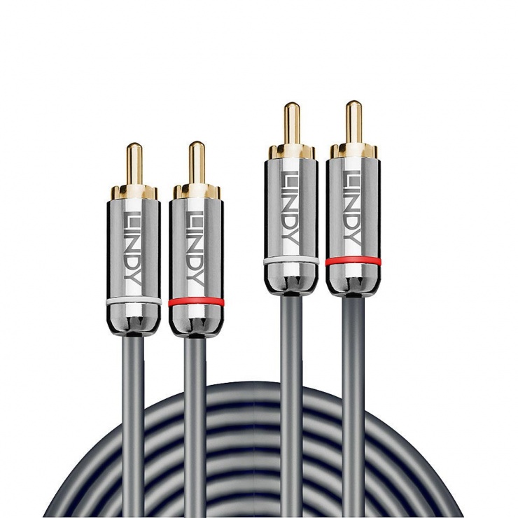 Imagine Cablu audio 2 x RCA la 2 x RCA T-T 2m Cromo Line, Lindy L35346-1
