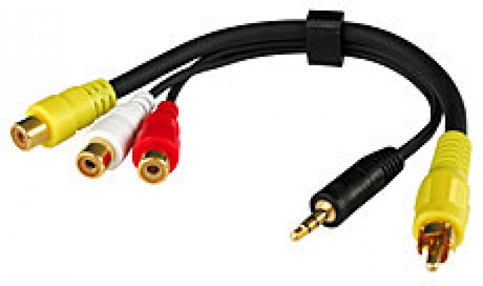Imagine Cablu audio video 3 x RCA la 1 x jack stereo 3.5mm + 1 x RCA 20cm, Lindy L35538