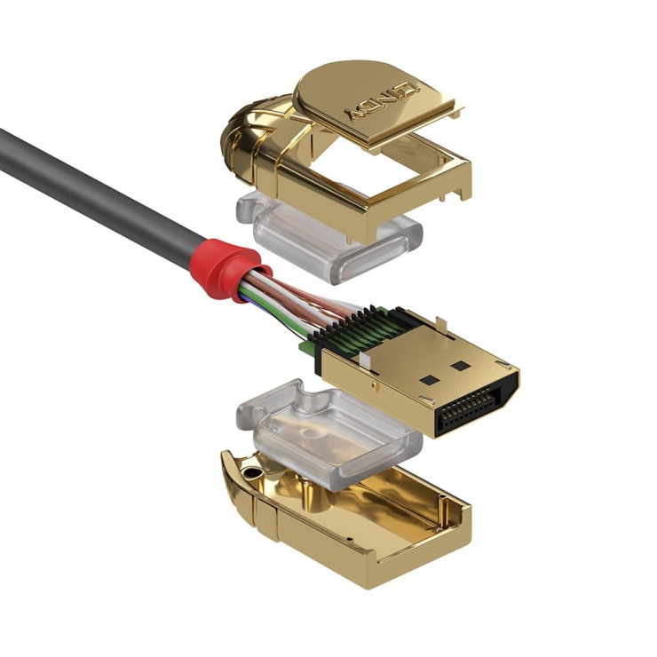 Imagine Cablu Displayport 8K UHD (DP certificat) v1.4 T-T 2m Gold Line, Lindy L36292-2