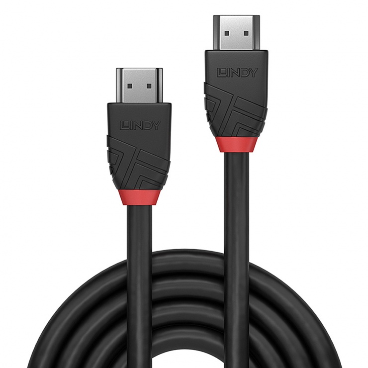 Imagine Cablu HDMI v2.0 Black Line T-T 0.5m, Lindy L36470 - 1
