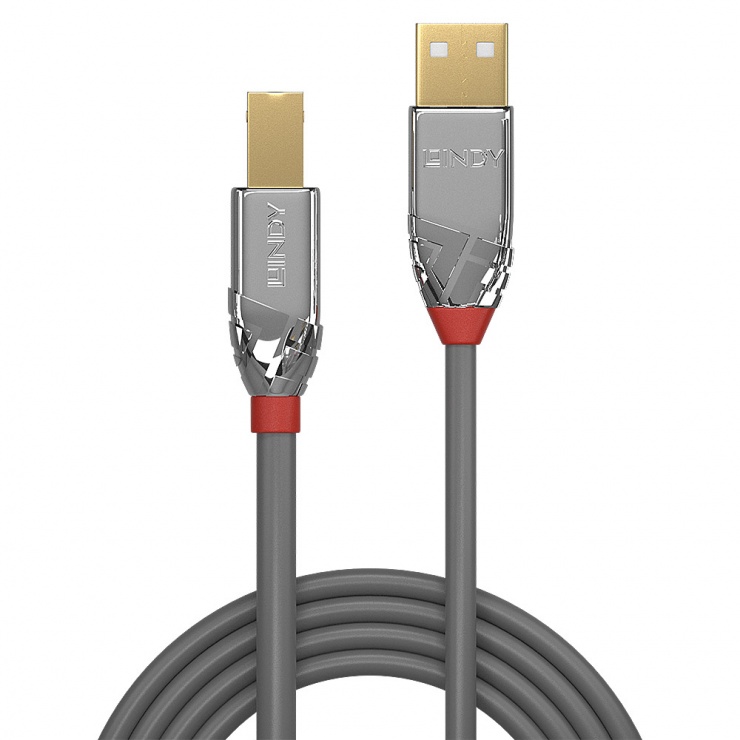 Imagine Cablu USB tip A la B T-T 5m Cromo Line, Lindy L36644-1