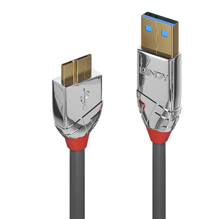 Imagine Cablu micro USB-B 3.0 la USB-A 0.5m CROMO Line, Lindy L36656
