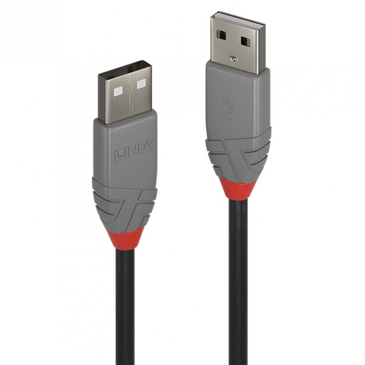 Imagine Cablu USB 2.0-A T-T 1m Anthra Line Gri, Lindy L36692