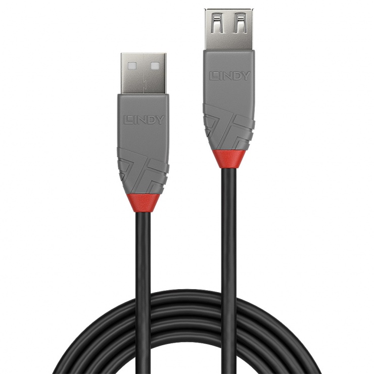 Imagine Cablu prelungitor USB 2.0 T-M 5m Anthra Line, Lindy L36705-1