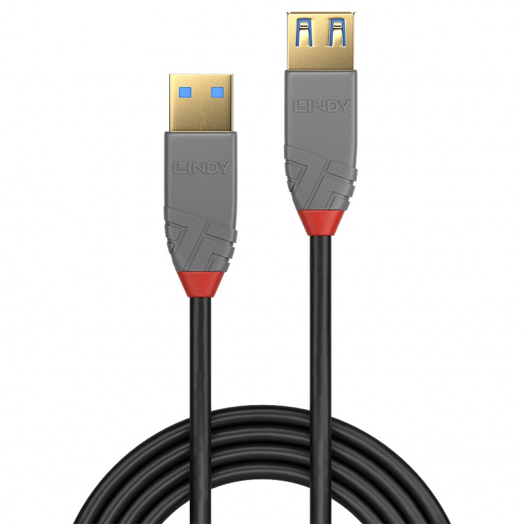 Imagine Cablu prelungitor USB 3.0 T-M 1m Anthra Line, Lindy L36761-1