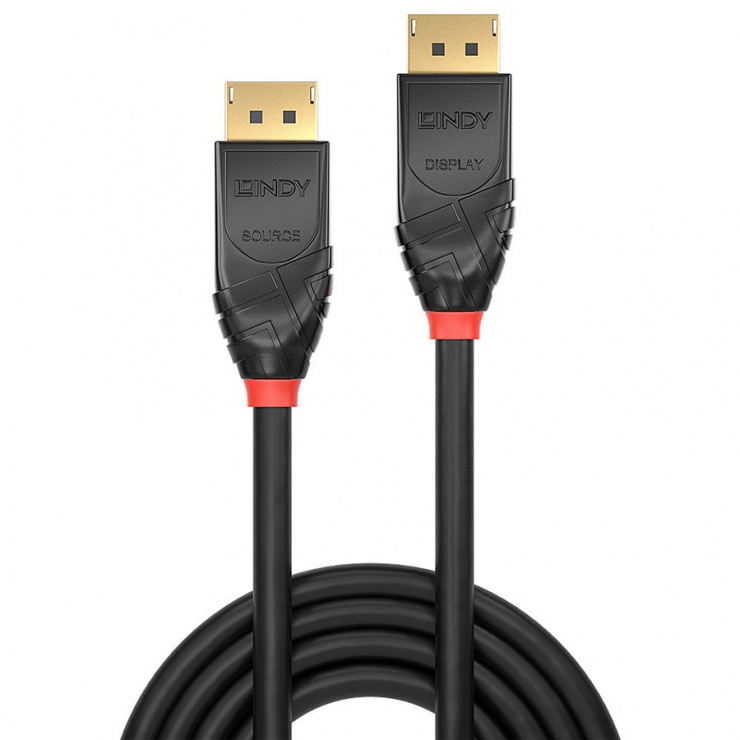Imagine Cablu Hibrid Displayport v1.2 4K Fibra optica T-T 15m Negru, Lindy L38461-1