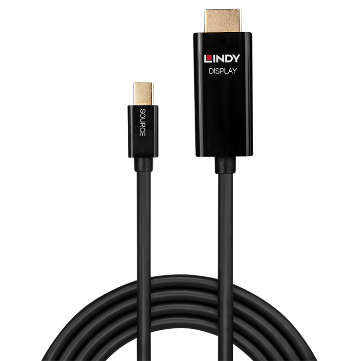 Imagine Cablu Mini DisplayPort 1.2 la HDMI v2.0 4K T-T activ 2m, Lindy L40912-1
