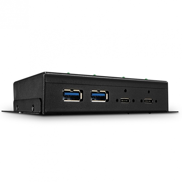 Imagine HUB 4 porturi USB 3.1 Gen 2 (2 x USB-A + 2 x USB-C) metalic, Lindy L43094