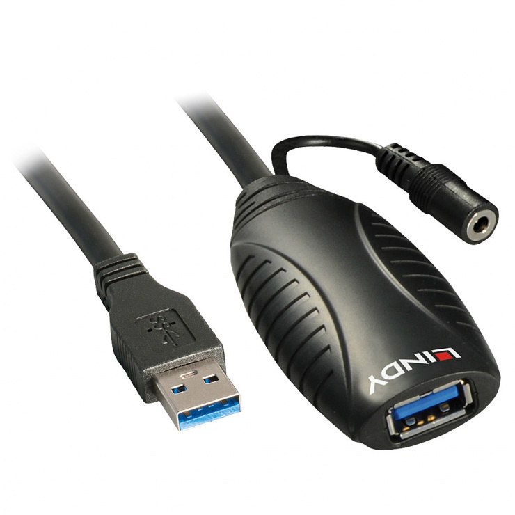 Imagine Cablu prelungitor activ USB 3.0 T-M 15m Negru, Lindy L43099