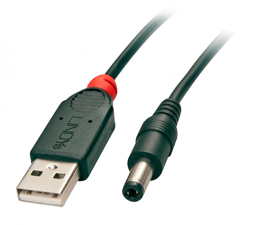 Imagine Cablu de alimentare USB la DC 5.5mm/2.1mm 1.5m, Lindy L70268