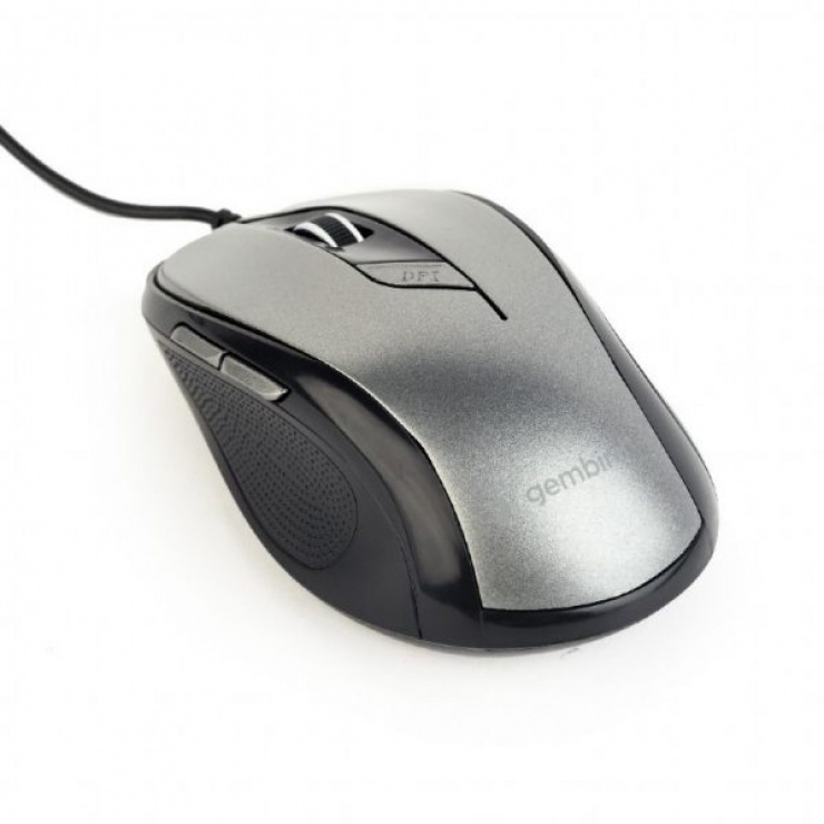 Imagine Mouse USB optic 6 butoane Negru/Silver, Gembird MUS-6B-01-BG