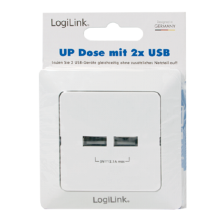 Imagine Priza ingropata perete cu 2 x USB 2.1A, Logilink PA0163