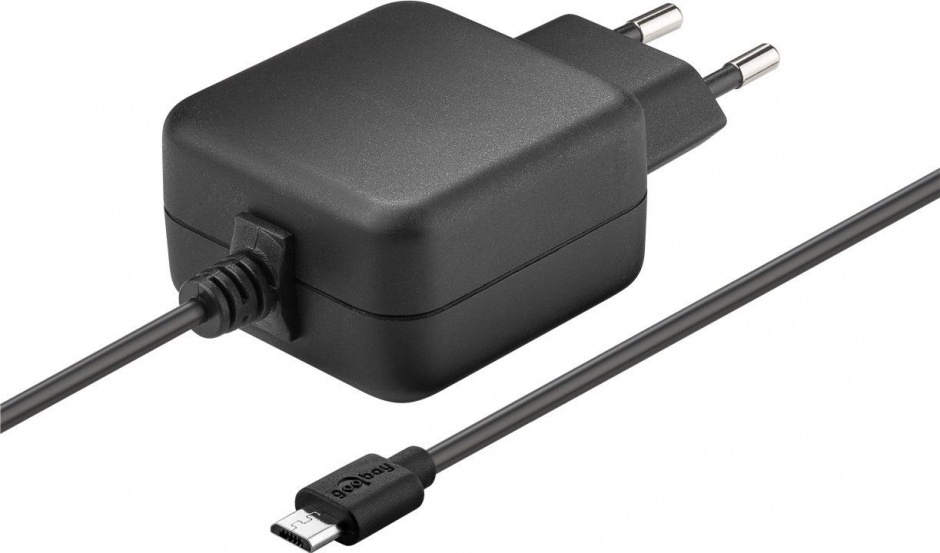Imagine Incarcator priza cu micro USB-B 1m 2.5A pentru Raspberry Pi 1/2/3, Goobay 71889
