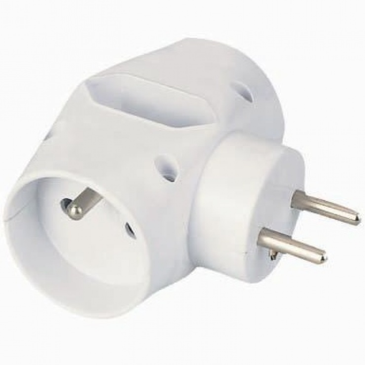 Imagine Multi priza 230V 10A cu 2 x Schuko + 1 x euro Alb