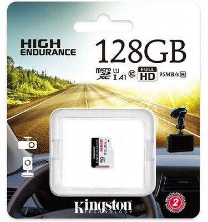 Imagine Card de memorie micro SDXC 128GB clasa 10 UHS-I High Endurance, Kingston SDCE/128GB-2