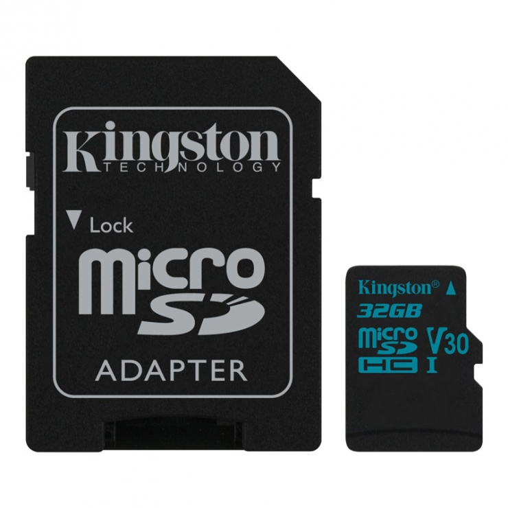 Imagine Card de memorie micro SDHC + adaptor SD 32GB clasa 10 UHS-I, Kingston SDCG2/32GB