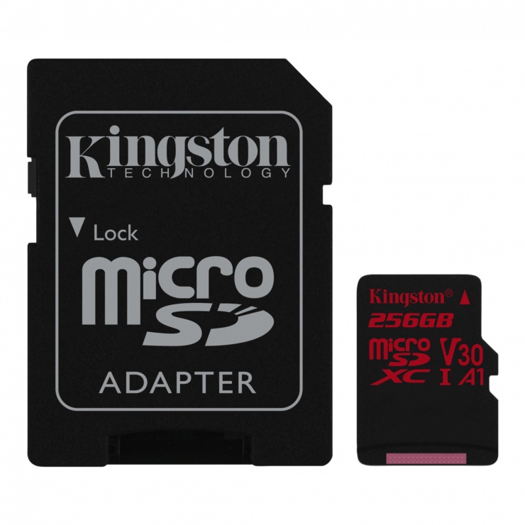 Imagine Card de memorie micro SDXC 256GB + adaptor SD Canvas React, Kingston SDCR/256GB