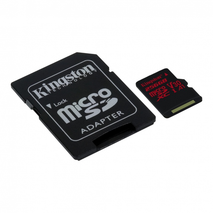 Imagine Card de memorie micro SDXC 256GB + adaptor SD Canvas React, Kingston SDCR/256GB-1