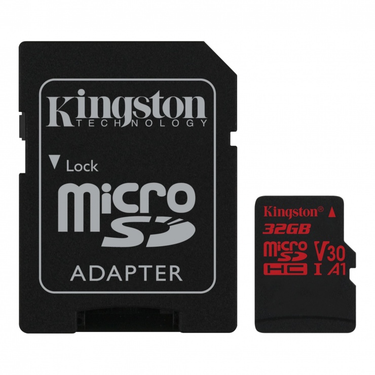 Imagine Card de memorie micro SDHC 32GB + adaptor SD Canvas React, Kingston SDCR/32GB
