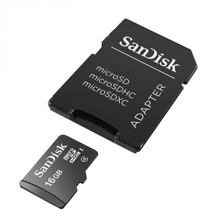 Imagine Card de memorie micro SDHC 16GB clasa 4 + adaptor SD, Sandisk