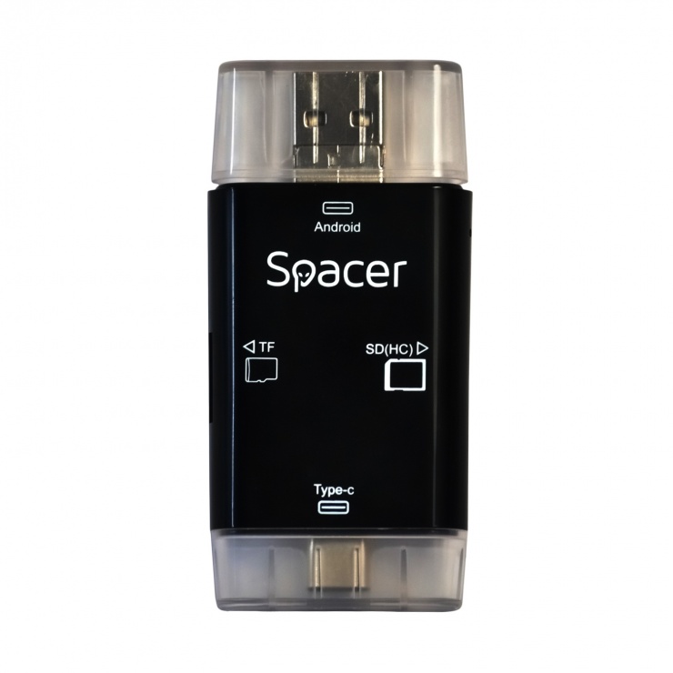 Imagine Cititor de carduri USB 3.1 tip C + micro USB + adaptor USB-A la SD, Micro-SD, MMC, Spacer SPCR-309