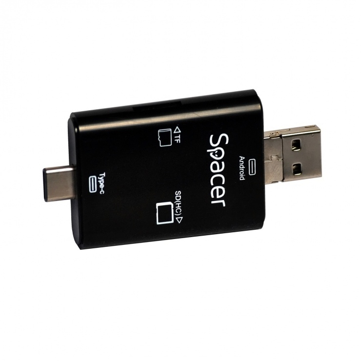 Imagine Cititor de carduri USB 3.1 tip C + micro USB + adaptor USB-A la SD, Micro-SD, MMC, Spacer SPCR-309-2