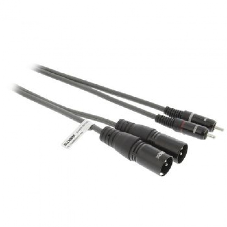 Imagine Cablu audio stereo 2 x XLR 3 pini la 2 x RCA T-T 3m Negru, SWEEX SWOP15210E30-1
