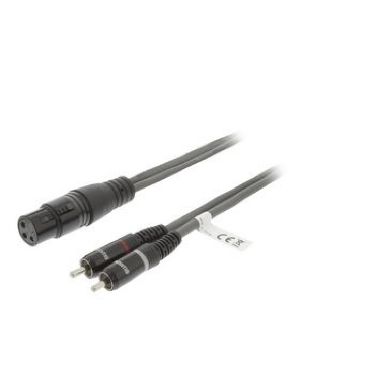 Imagine Cablu audio stereo XLR 3 pini la 2 x RCA M-T 1.5m Gri, SWEEX SWOP15220E15