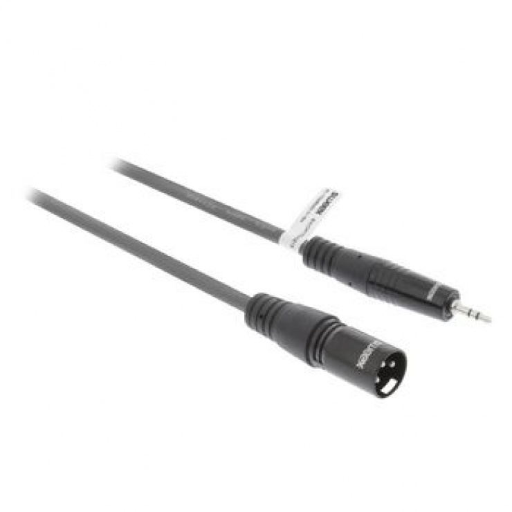 Imagine Cablu audio stereo XLR 3 pini la jack 3.5mm T-T 1.5m Gri, SWEEX SWOP15300E15-1