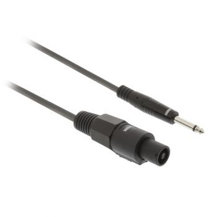 Imagine Cablu audio difuzor 2 pini la jack 6.35mm M-T 3m Gri,SWEEX SWOP16200E30-1