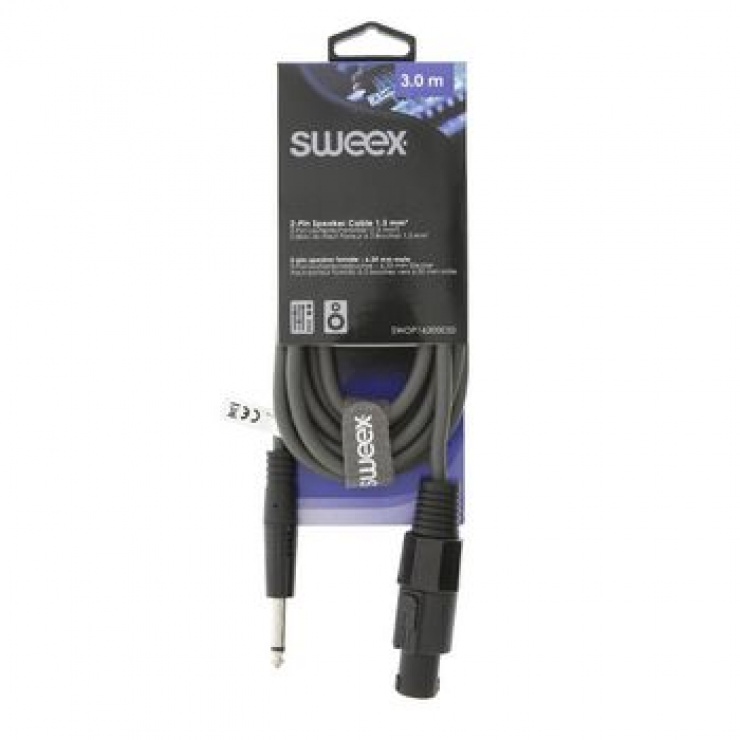 Imagine Cablu audio difuzor 2 pini la jack 6.35mm M-T 3m Gri,SWEEX SWOP16200E30-2