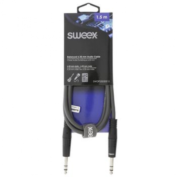 Imagine Cablu audio stereo jack 6.35mm T-T 1.5m gri, SWEEX SWOP23020E15-1