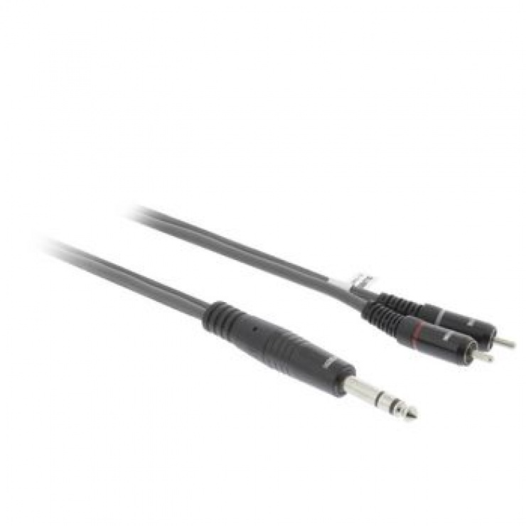 Imagine Cablu audio jack stereo 6.35mm la 2 x RCA T-T 1.5m Gri, SWEEX SWOP23300E15-1