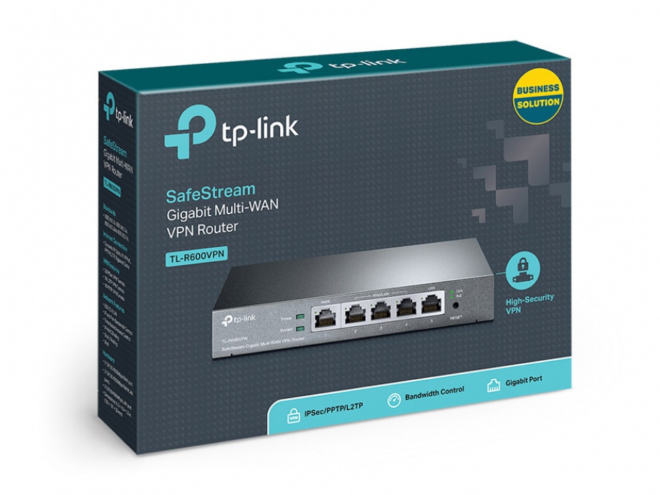 Imagine Router 4 WAN + 1 LAN, Gigabit, tehnologie VPN, TP-LINK TL-R600VPN-3