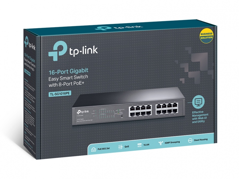 Imagine Switch PoE Gigabit Desktop/Rackmount 16 porturi, TP-LINK TL-SG1016PE