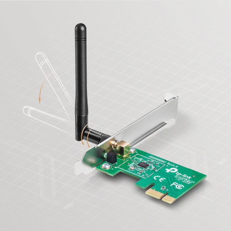 Imagine Placa retea Wireless PCI-E 150Mbps, TP-LINK TL-WN781ND-3