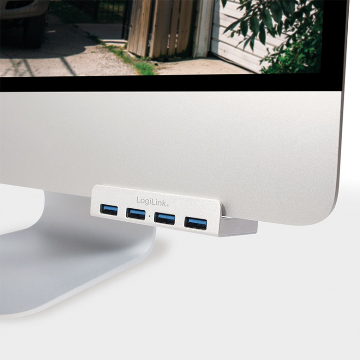 Imagine HUB USB 3.0 cu 4 porturi iMac Design prindere monitor, Logilink UA0300