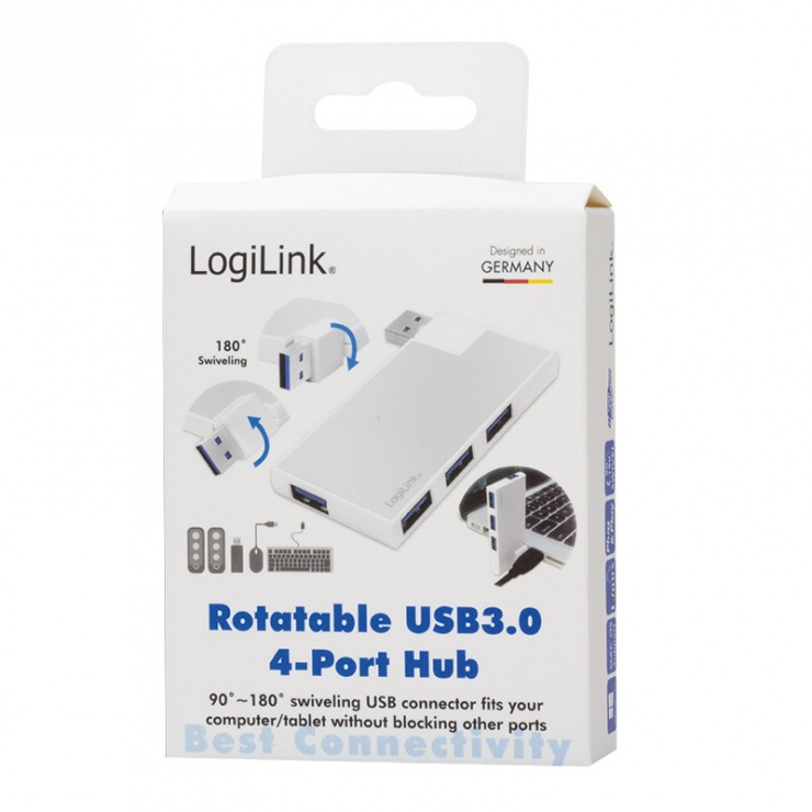 Imagine HUB USB 3.0 cu 4 porturi rotabil 180 grade, Logilink UA0303