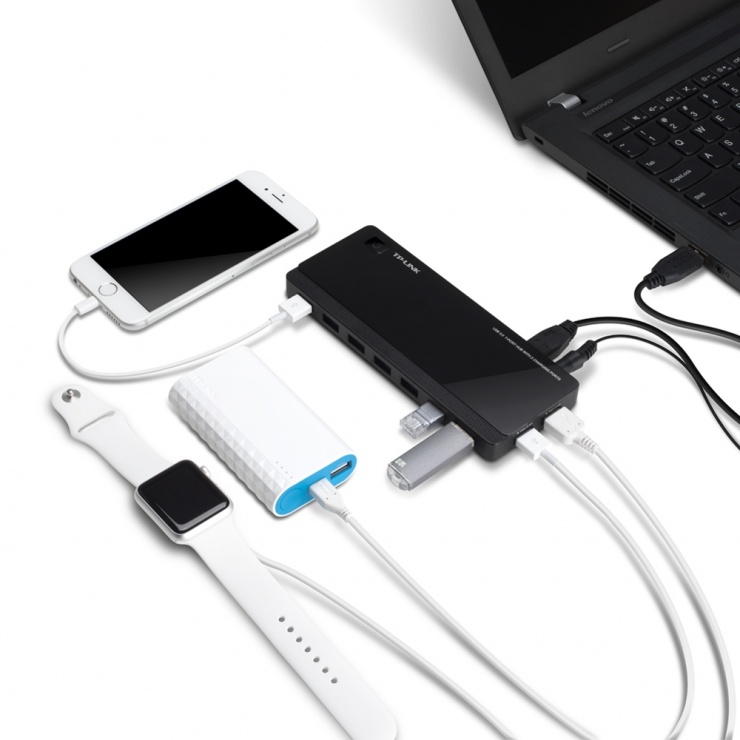 Imagine Hub USB 7 x USB 3.0 + 2 porturi alimentare, TP-LINK UH720-2