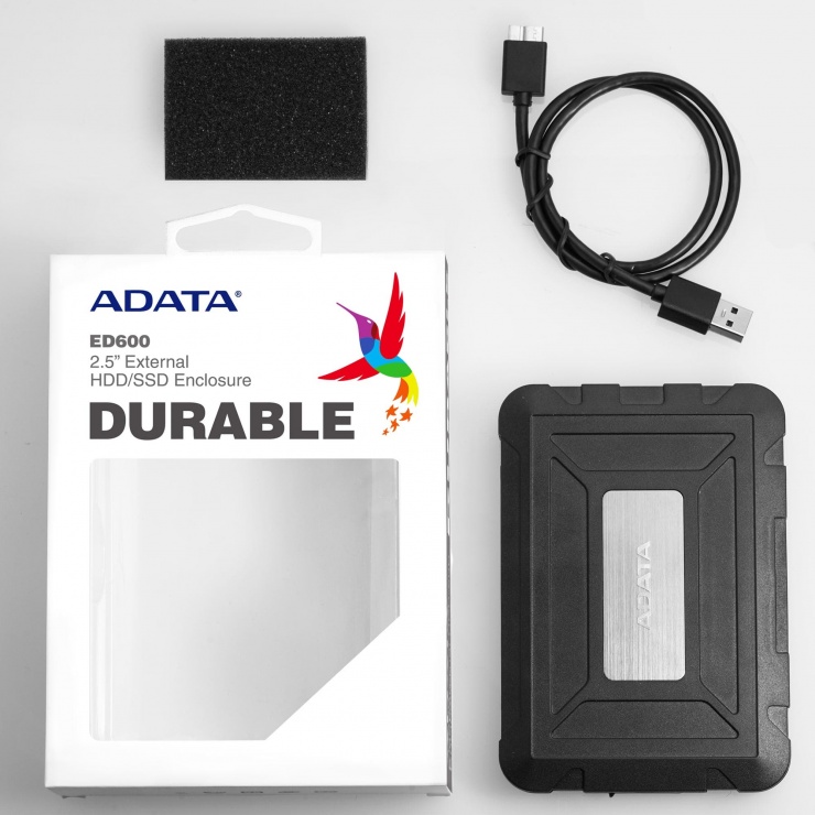 Imagine Rack extern ED600 2.5" HDD SATA la USB 3.1, A-DATA AED600U31-CBK-6