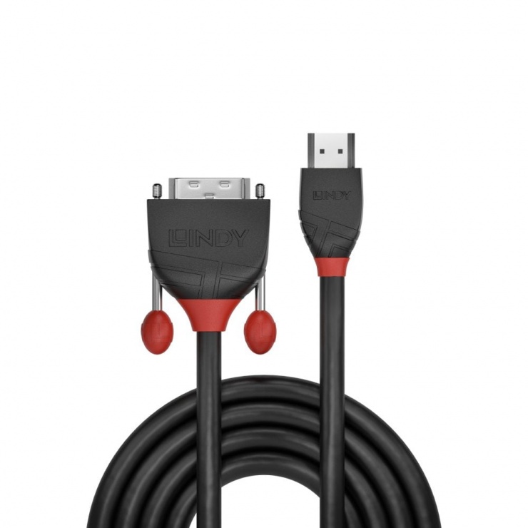Imagine Cablu HDMI la DVI-D Single Link T-T 0.5m Black Line, Lindy L36270-1