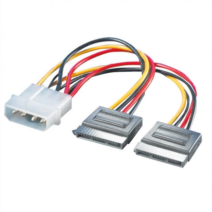Imagine Cablu de alimentare Molex la 2 x SATA 12cm, Roline 11.03.1050