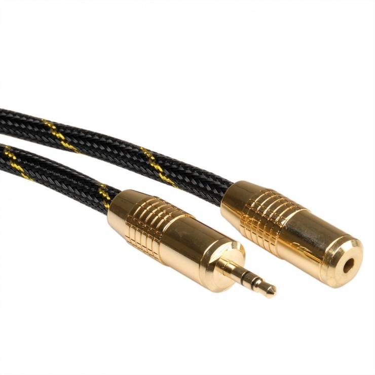Imagine Cablu prelungitor audio Jack 3.5mm GOLD T-M ecranat 2.5m, Roline 11.09.4753