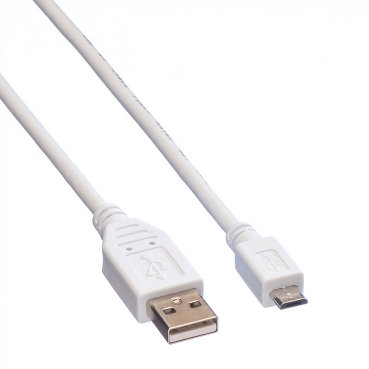 Imagine Cablu USB 2.0 la micro USB-B 1.8m Alb, Value 11.99.8752-2