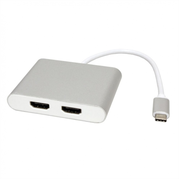 Imagine Adaptor USB tip C la 2 x HDMI 10cm, Roline 12.02.1132