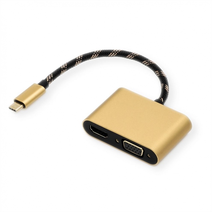 Imagine Adaptor USB-C la HDMI 4K@60Hz + VGA T-M 0.1m, Roline 12.03.3165