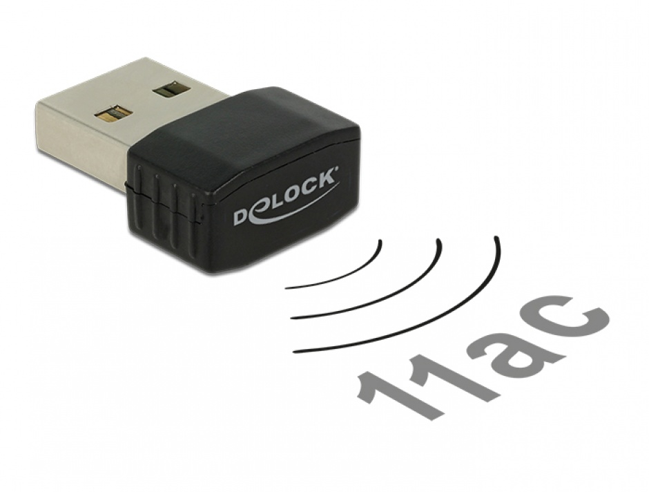 Imagine Placa retea USB 2.0 Dual Band WLAN ac/a/b/g/n 433 Mbps, Delock 12461