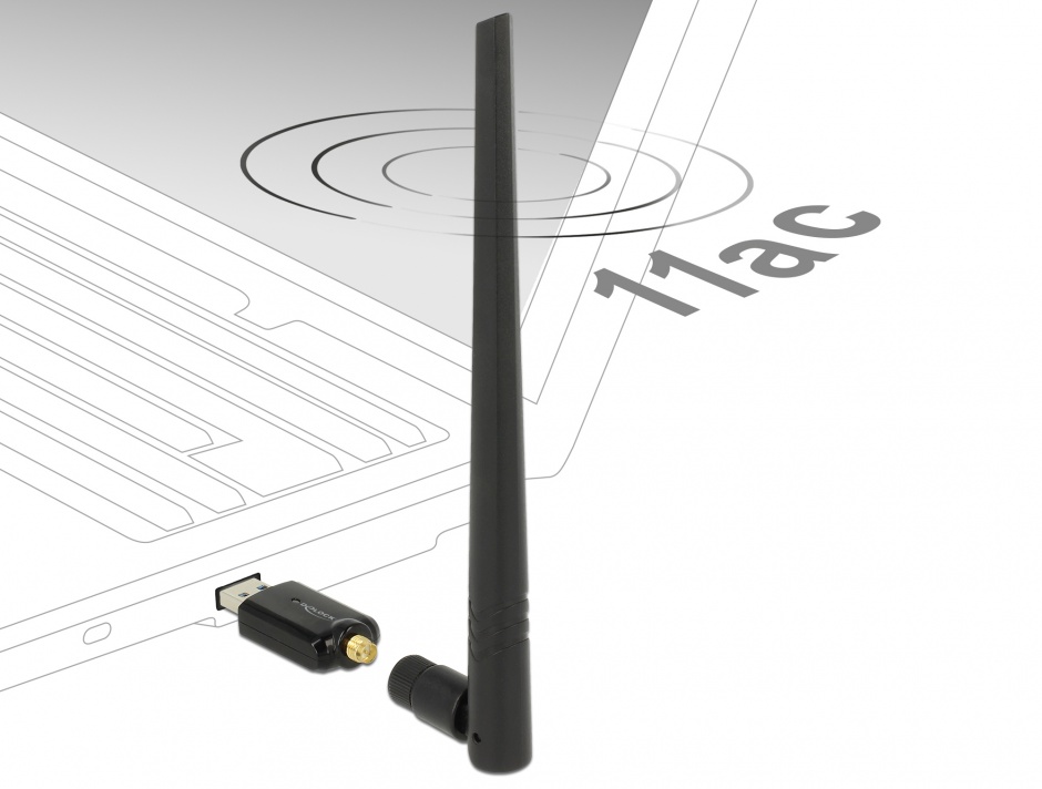 Imagine Placa de retea USB 3.0 Dual Band WLAN, Delock 12535