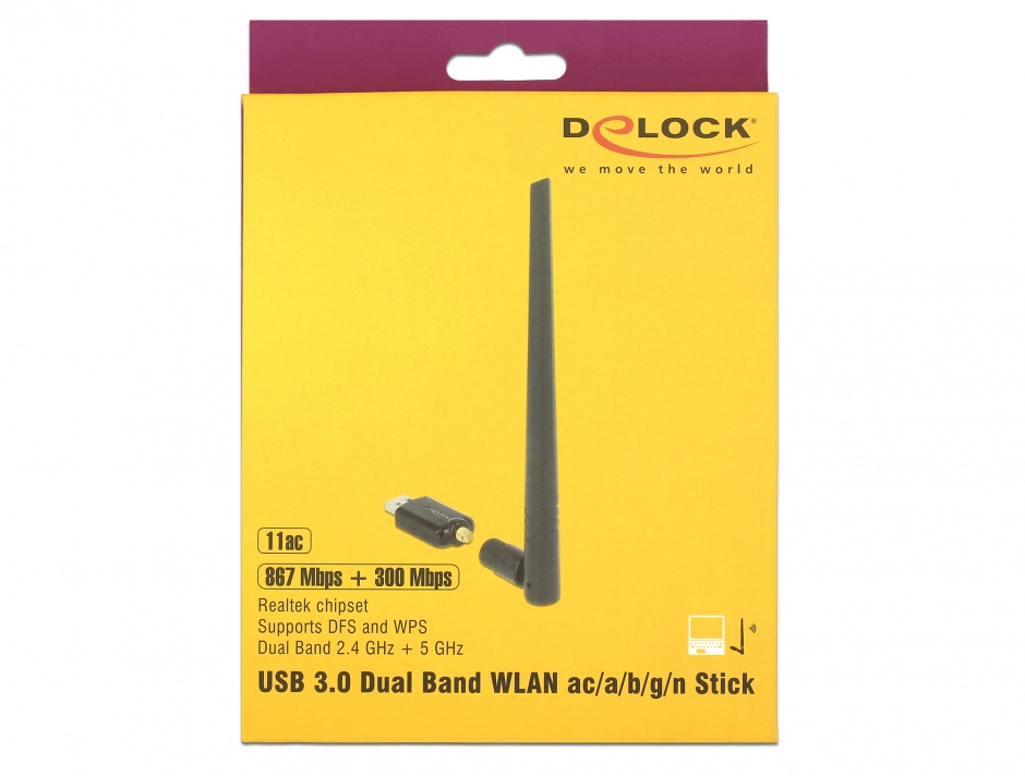 Imagine Placa de retea USB 3.0 Dual Band WLAN, Delock 12535