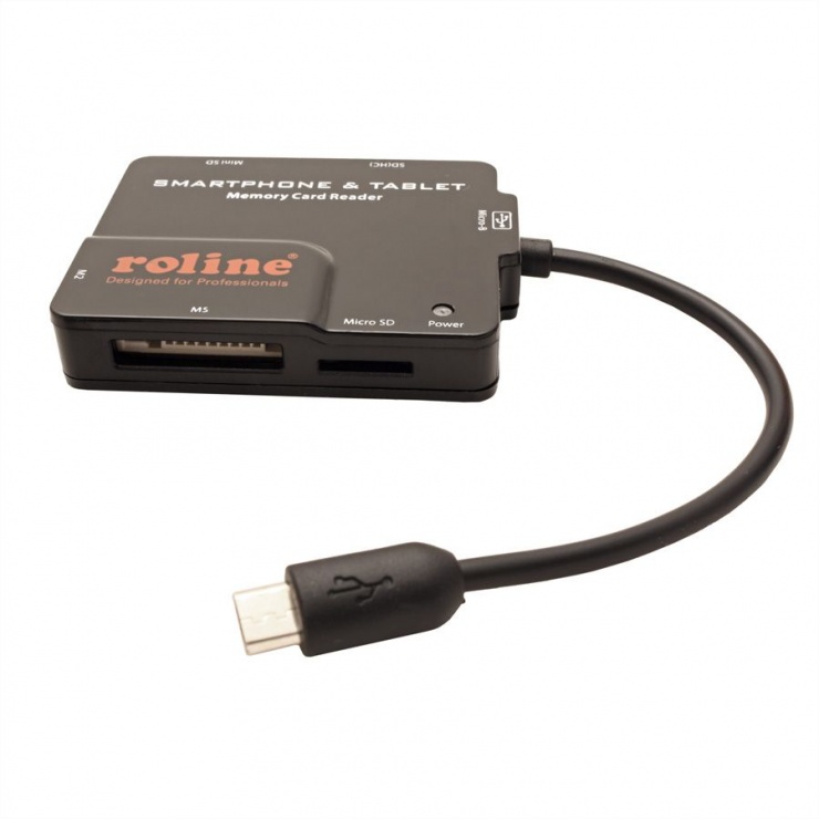 Imagine Cititor de carduri USB 2.0 pentru Smartphone si tableta Android, Roline 15.08.6252